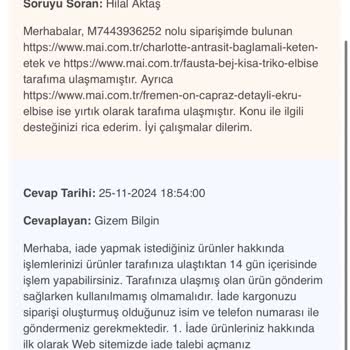 Eksik Ve Hasarlı Ürünler İçin Yanıt Bekleyen Müşteri