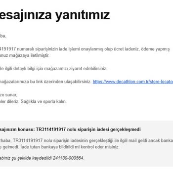 Decathlon'da İade Sürecinde Çelişkili Bilgilendirme