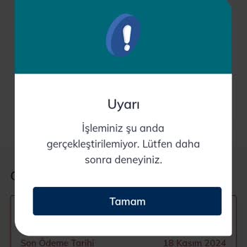 Fatura Ödeme Sorunu: İşleminiz Gerçekleştirilemiyor Hatası