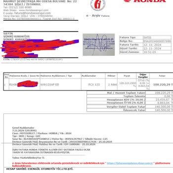 Honda Bayii İle Yaşanan Fatura Ve Lastik Sorunu