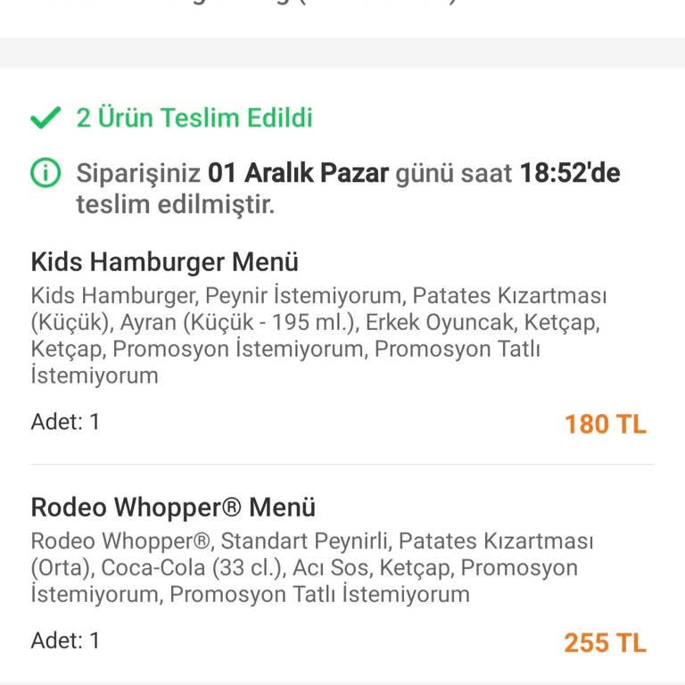 Eksik Ürün Ve İletişimsizlik Sorunu: Mimarsinan Burger King Şubesi
