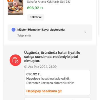 Yanlış Fiyat Politikası Nedeniyle İptal Edilen Sipariş
