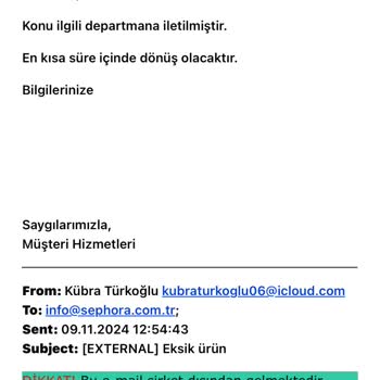 Eksik Ürün Ve Yetersiz Müşteri Hizmetleri