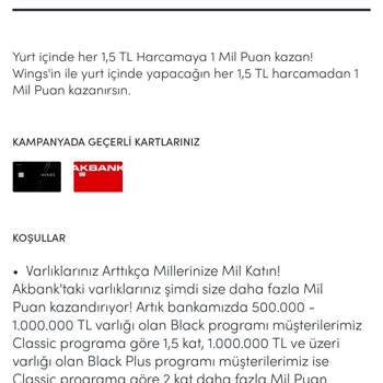 Akbank Wings Black Kartımda Mil Puan Sorunu Ve İletişim Eksikliği