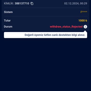 Çekim Talebim Reddedildi Ve Kazancım Sıfırlandı