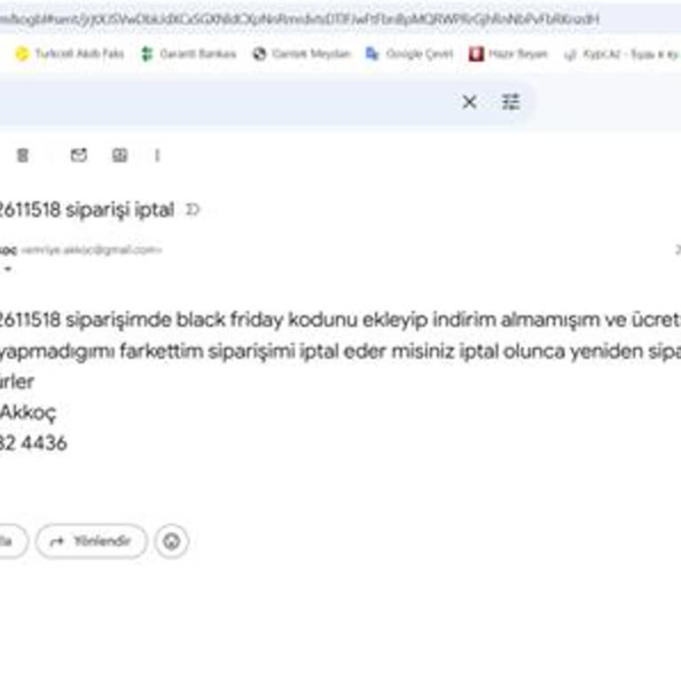 İptal Edilemeyen Sipariş Ve Yanıt Alınamayan Mailler