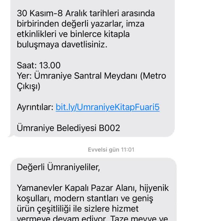 Ümraniye Belediyesi Ve Türk Telekom'dan İstenmeyen Mesajlar