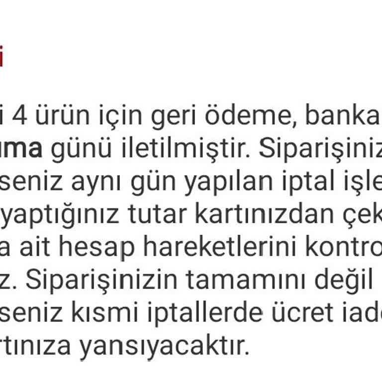 İptal Edilen Siparişin Para İadesi Sorunu