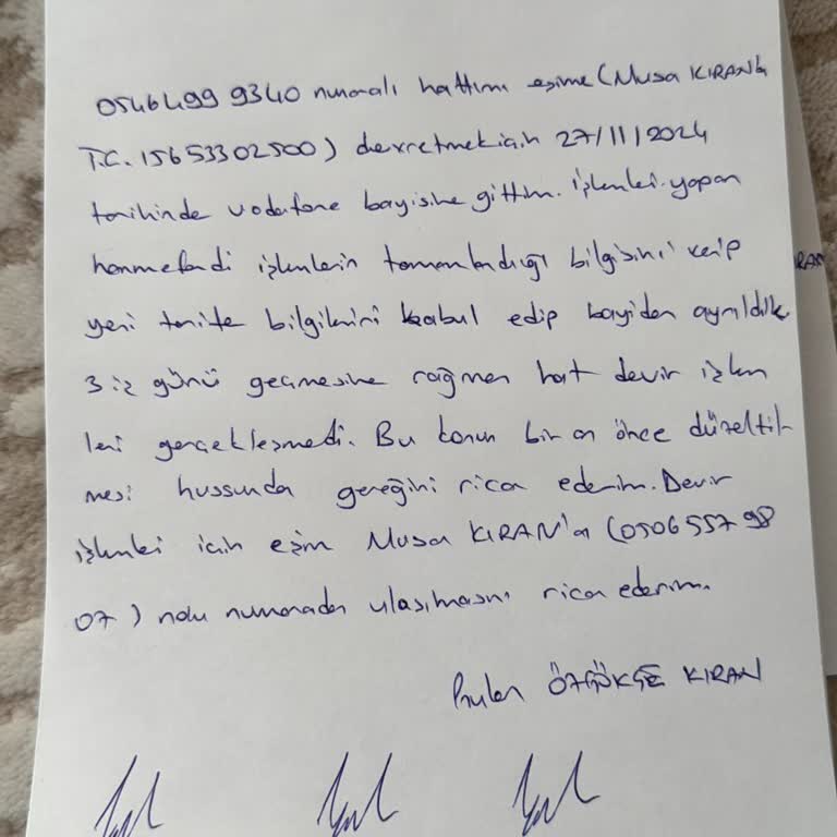 Vodafone Hat Devir İşlemlerinde Yanlış Yönlendirme Ve Gecikme