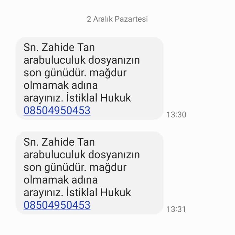 *Dava / İcra SMS Yanıltması