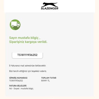 Slazenger'dan Sipariş Edilen Ürün Teslim Edilmiyor