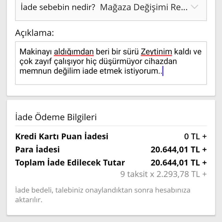 Özeren Tarım Market N11 Üzerinden Alınan Zeytin Silkme Makinesi İade Sorunu