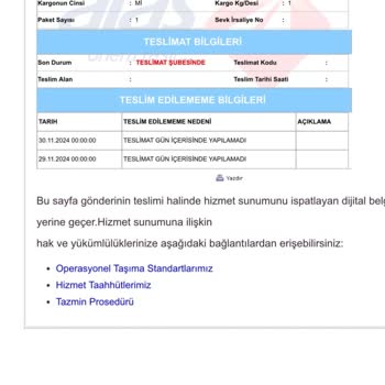 Aras Kargo İle Yaşanan Teslimat Sorunu