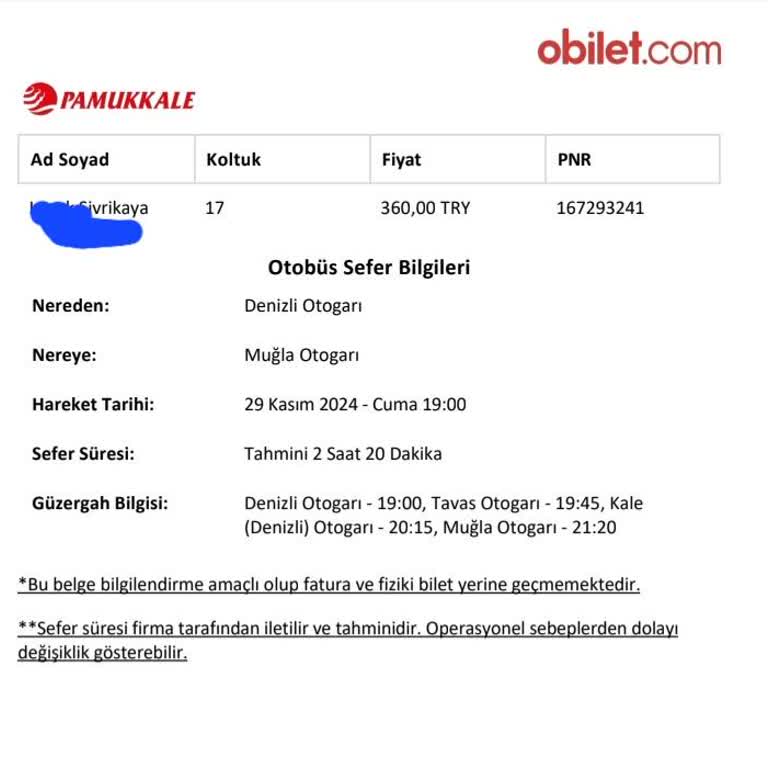 Obilet Ve Pamukkale Turizm Arasında Mağduriyet
