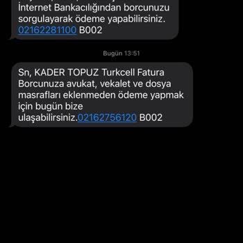 Yanlış Numara Üzerinden Gelen Turkcell Borç Bildirimleri