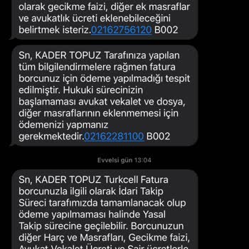 Yanlış Numara Üzerinden Gelen Turkcell Borç Bildirimleri