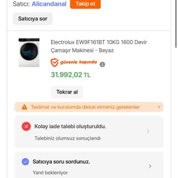 Kırık Çamaşır Makinesi Ve İade Sorunu