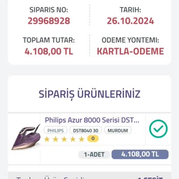 Ütü Siparişim Teslim Edilmedi Ve Para İadesi Yapılmadı