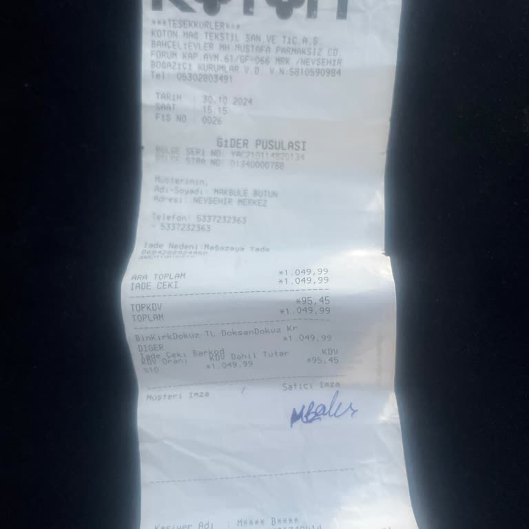 Koton'da Müşteri Hizmetleri Hayal Kırıklığı