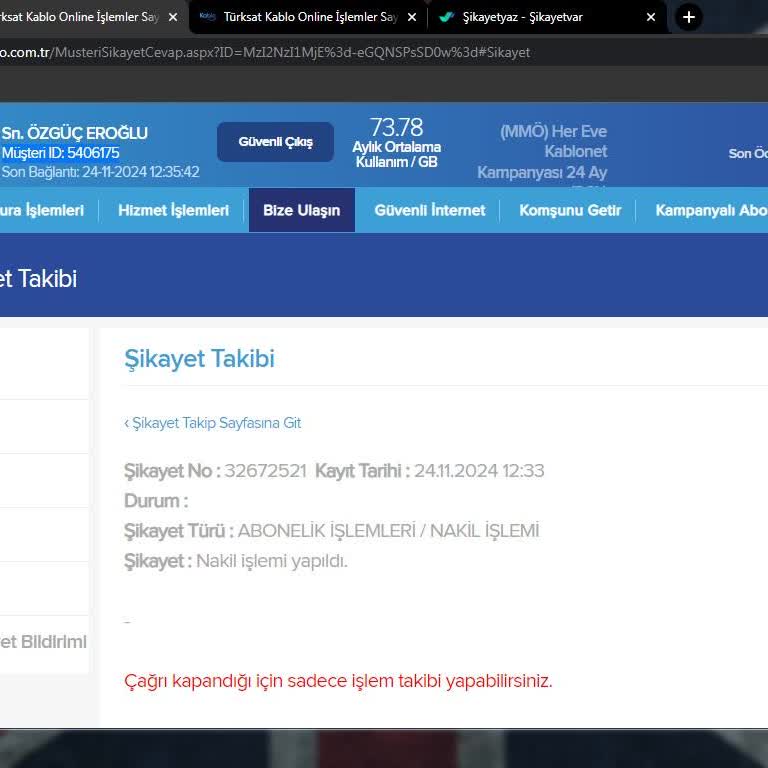 10 Gündür Nakil İşlemi Bekleyen Müşteri Şikayeti