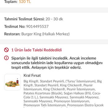 Yanlış Teslimat Ve İade Sorunu: Burger King Siparişimde Büyük Hayal Kırıklığı