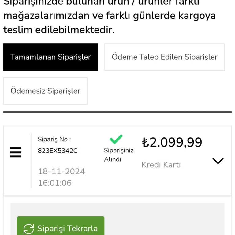 Çetinkaya Online Sipariş Sorunu