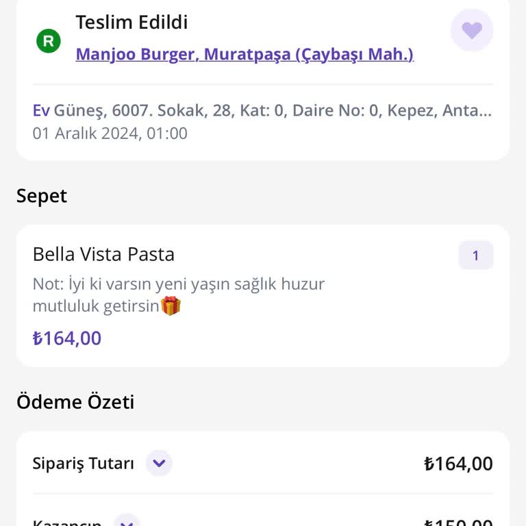Getir Yemek Siparişim Teslim Edilmedi