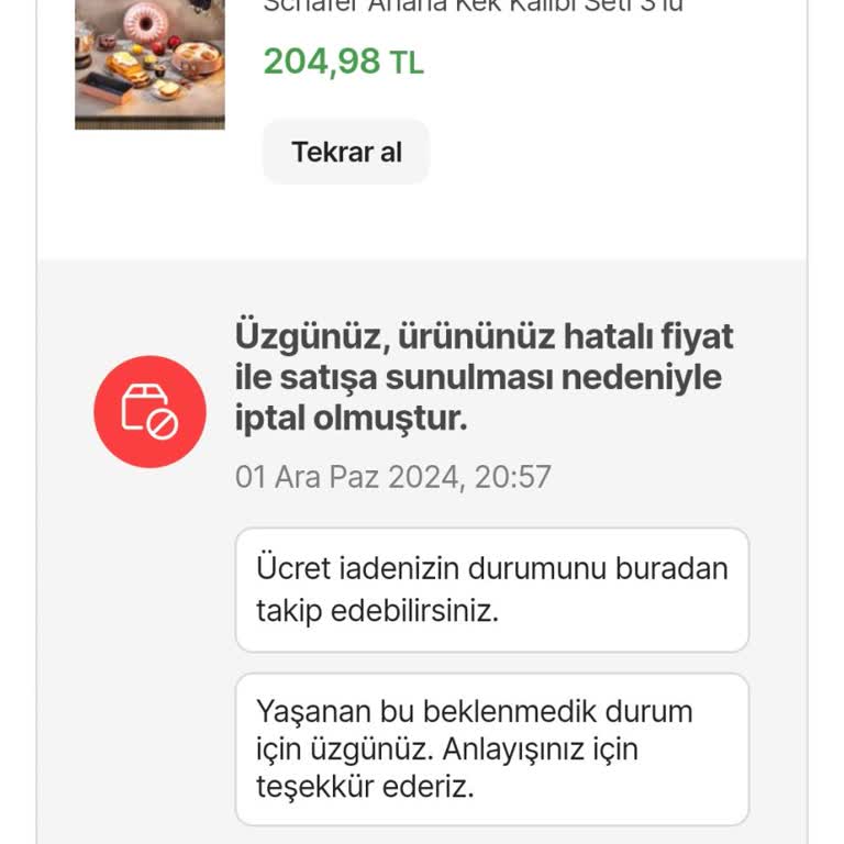İptal Edilen Ürün Ve Yanlış İndirim Sorunu
