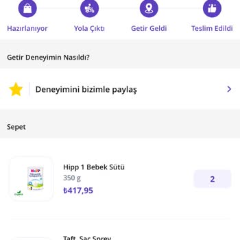Getir Büyük Siparişim Teslim Edilmedi Ve İade Sorunu