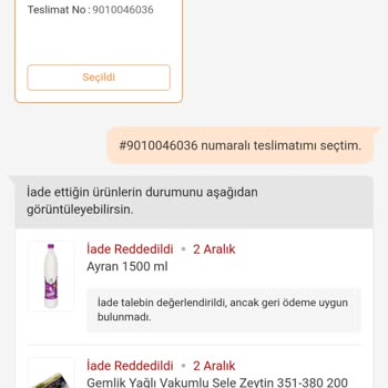 Trendyol Market'ten Sipariş İptali Ve İade Sorunu