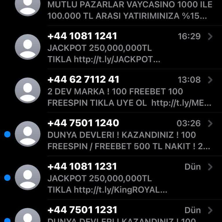 Bahis Siteleri Adıyla Gelen Mesajlar
