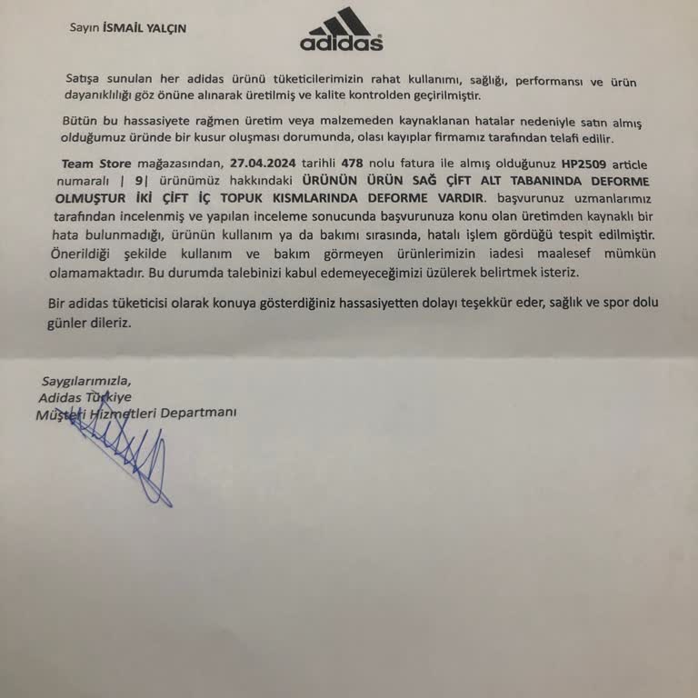 Adidas Ürünlerinde Kalite Sorunu Ve İade Süreci