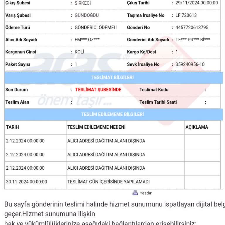 Aras Kargo'nun Teslimat Sürprizi: Tekirdağ Merkezde Dağıtım Sorunu