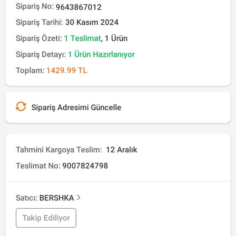 Bershka Siparişim Zamanında Kargolanmadı