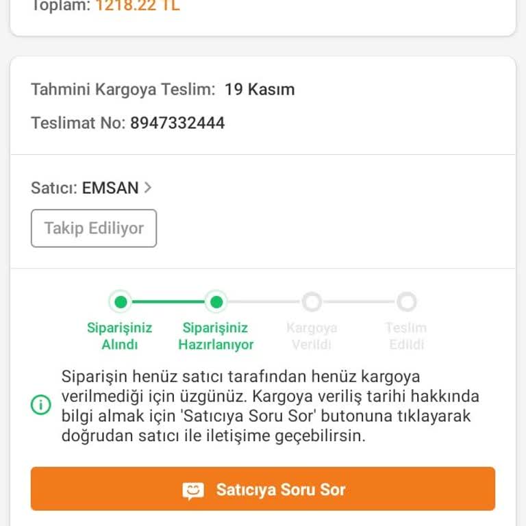 Trendyol Siparişim Hala Kargoya Verilmedi!