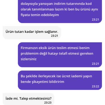 Eksik Sipariş Ve Yetersiz Müşteri Hizmetleri