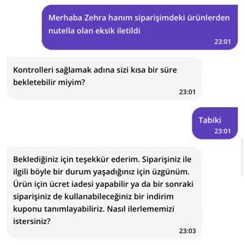 Eksik Sipariş Ve Yetersiz Müşteri Hizmetleri