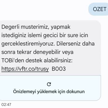 Vodafone Uygulaması Ve SMS İle Kalan Haklarımı Sorgulayamıyorum