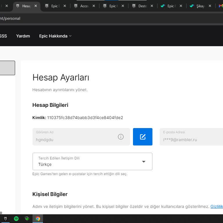 Epic Games Hesabım Çalındı, Destek Alamıyorum