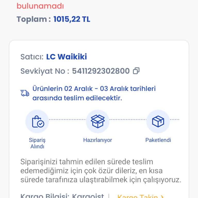 Eksik Ürün Nedeniyle İptal Edilen Puan