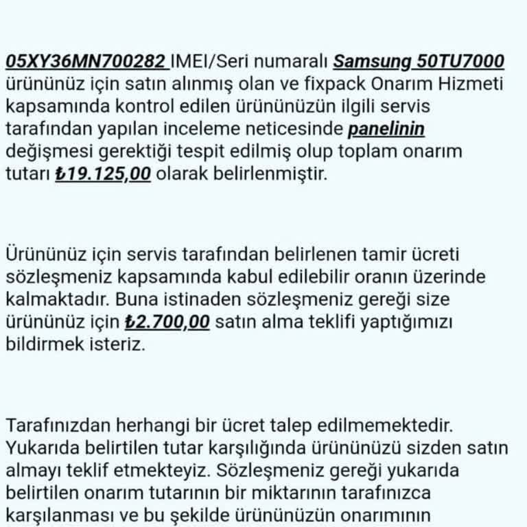 Samsung Uzatma Garantisi Mağduriyeti