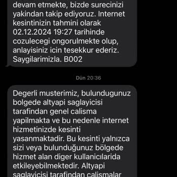 İnternet Kesintisi Ve Yetersiz Müşteri Hizmeti