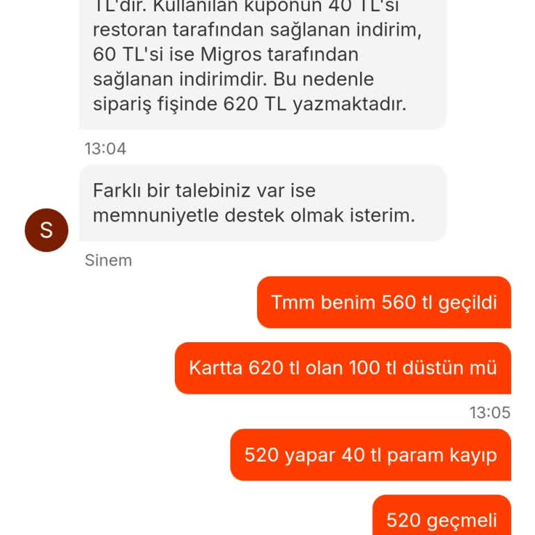 Migros Yemek Siparişinde Fazla Ücretlendirme
