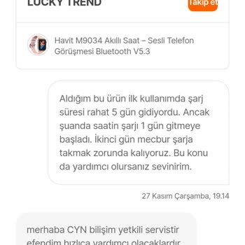Havit M9034 Akıllı Saatin Şarj Sorunu Ve İlgisiz Servis