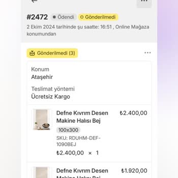 Reydeko Halı'dan Siparişlerim 2 Aydır Gelmedi, İletişim Kurulamıyor