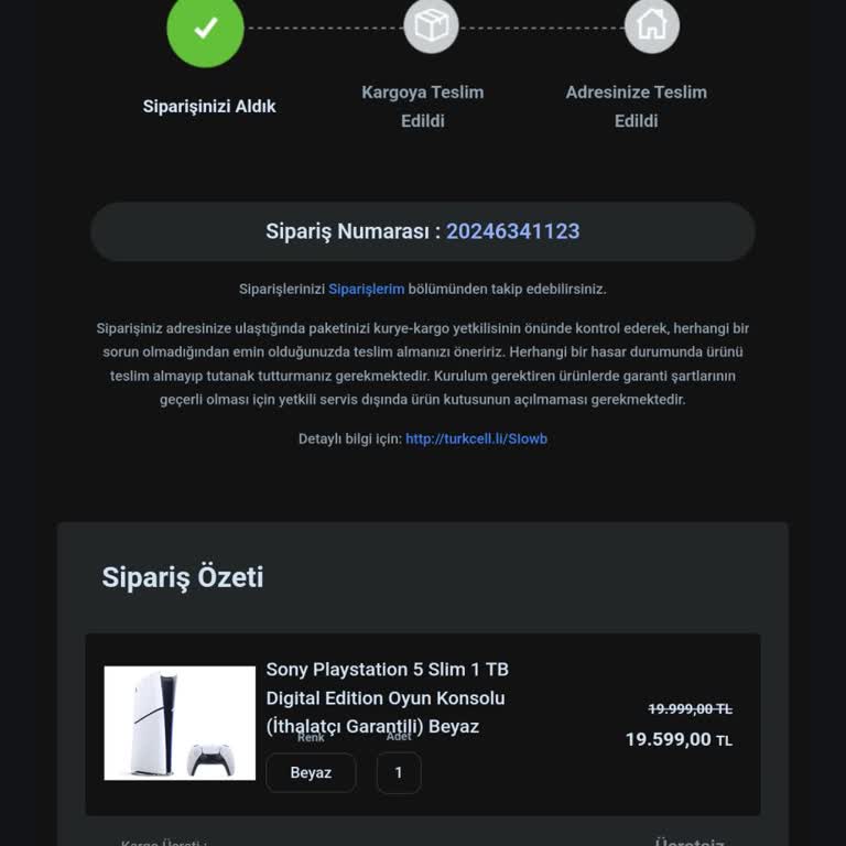 Turkcell Pasaj'dan Alınan PS5'in Kargolanmaması Ve İlgisizlik