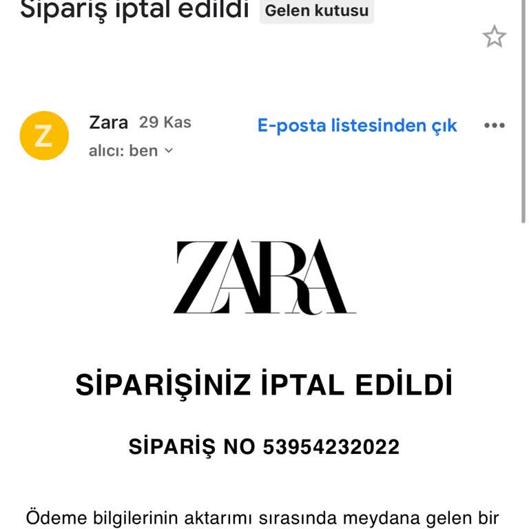Zara Online'da Çifte Çekim Ve İptal Sorunu: Müşteri Hizmetleri Yetersizliği