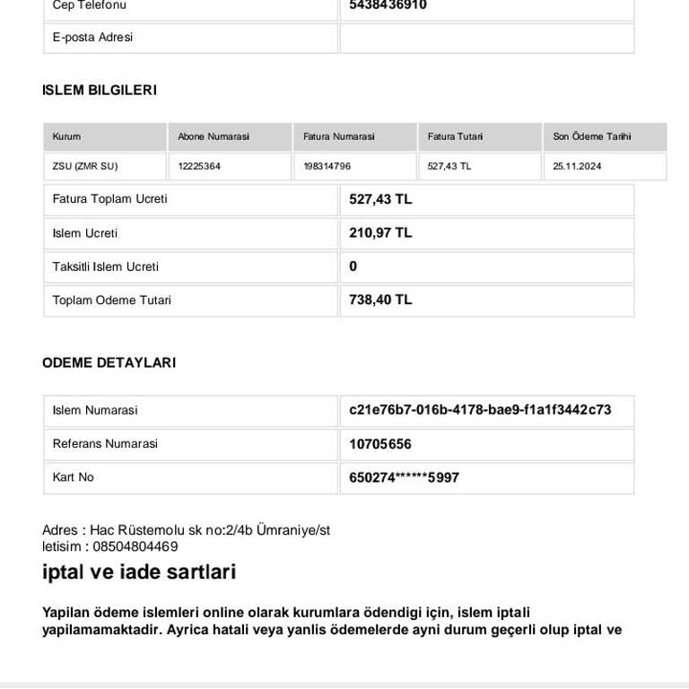 Yanlış Fatura Sitesi Üzerinden Yüksek İşlem Ücreti
