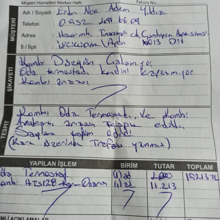 DemirDöküm Servisinden Yetersiz Hizmet Ve Parça İadesi Sorunu