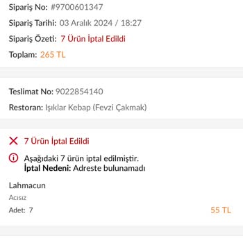 Trendyol GO Sipariş İptali Ve İade Süreci Sorunu